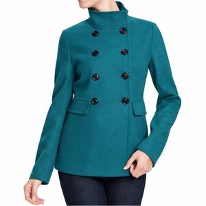 Old Navy Women's Turquoise Teal Double Breasted Pea Coat Medium